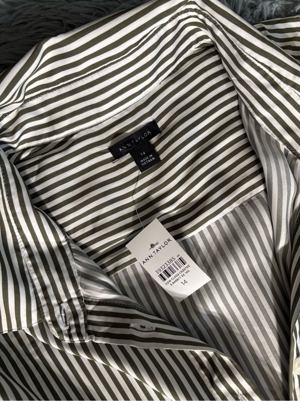 Ann Taylor Striped Midi Dress in Grey & White Size Large NWT - Picture 4 of 9